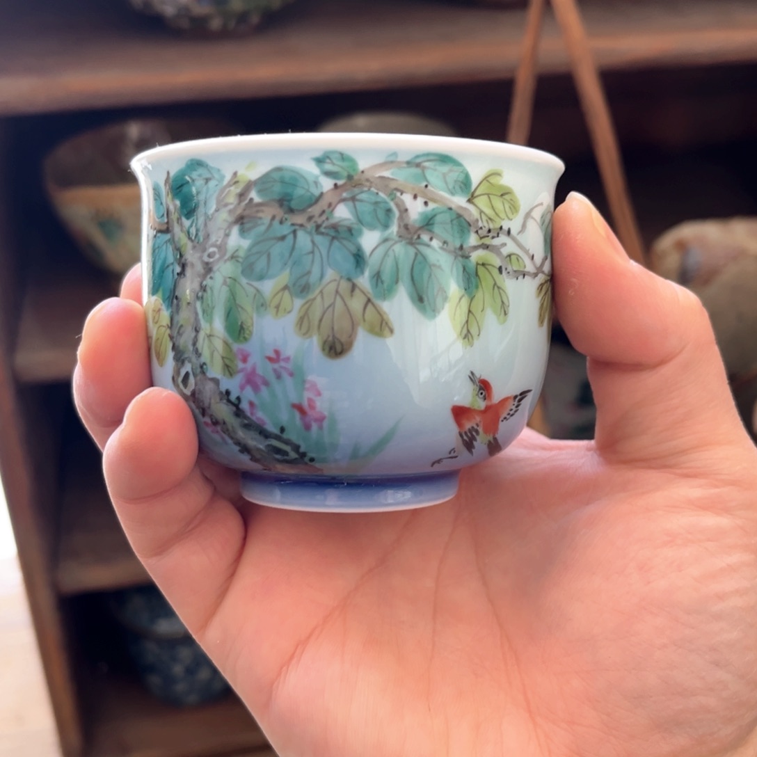 杯柴烧手工手绘陶瓷