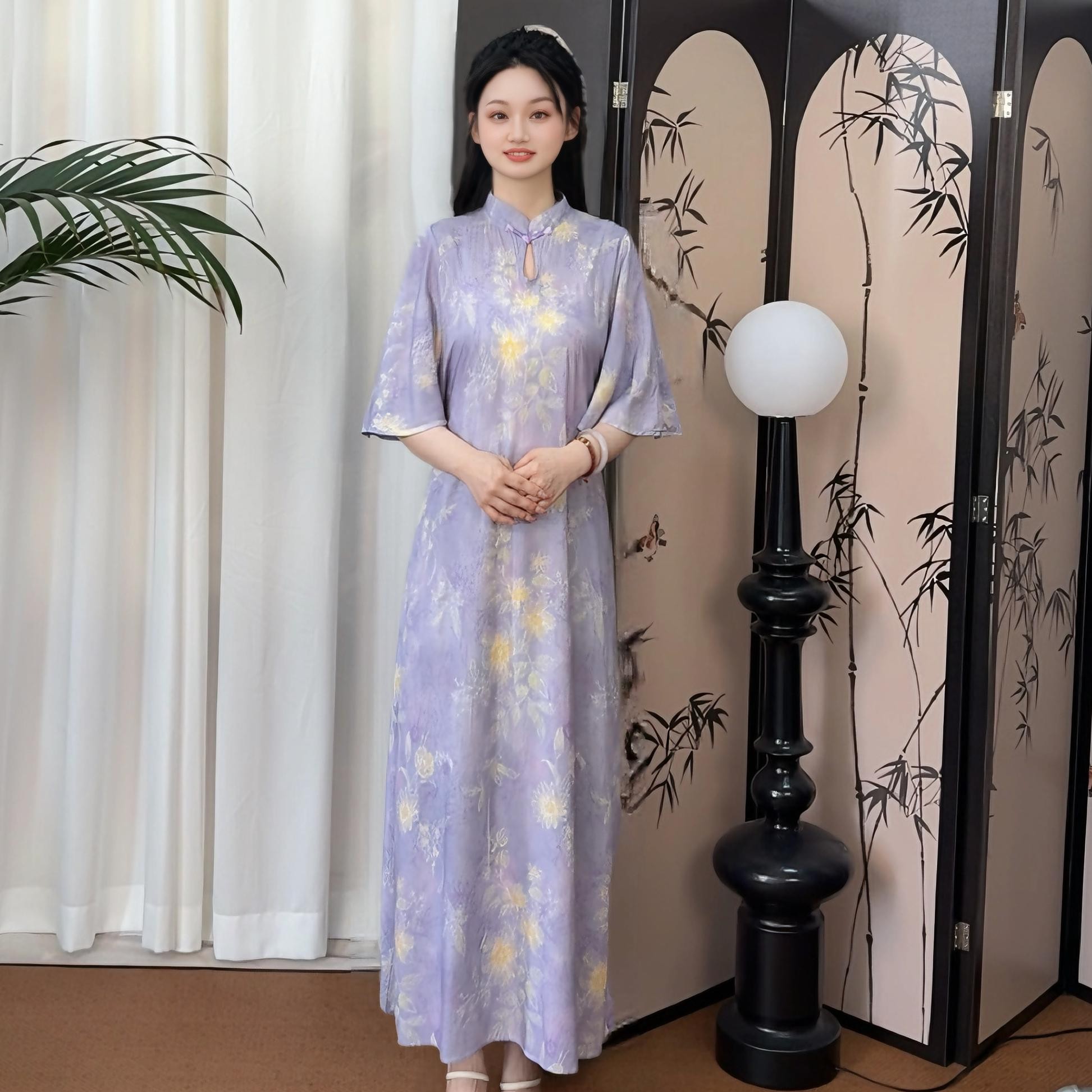 2025国风棉绸旗袍原创设计气质显瘦