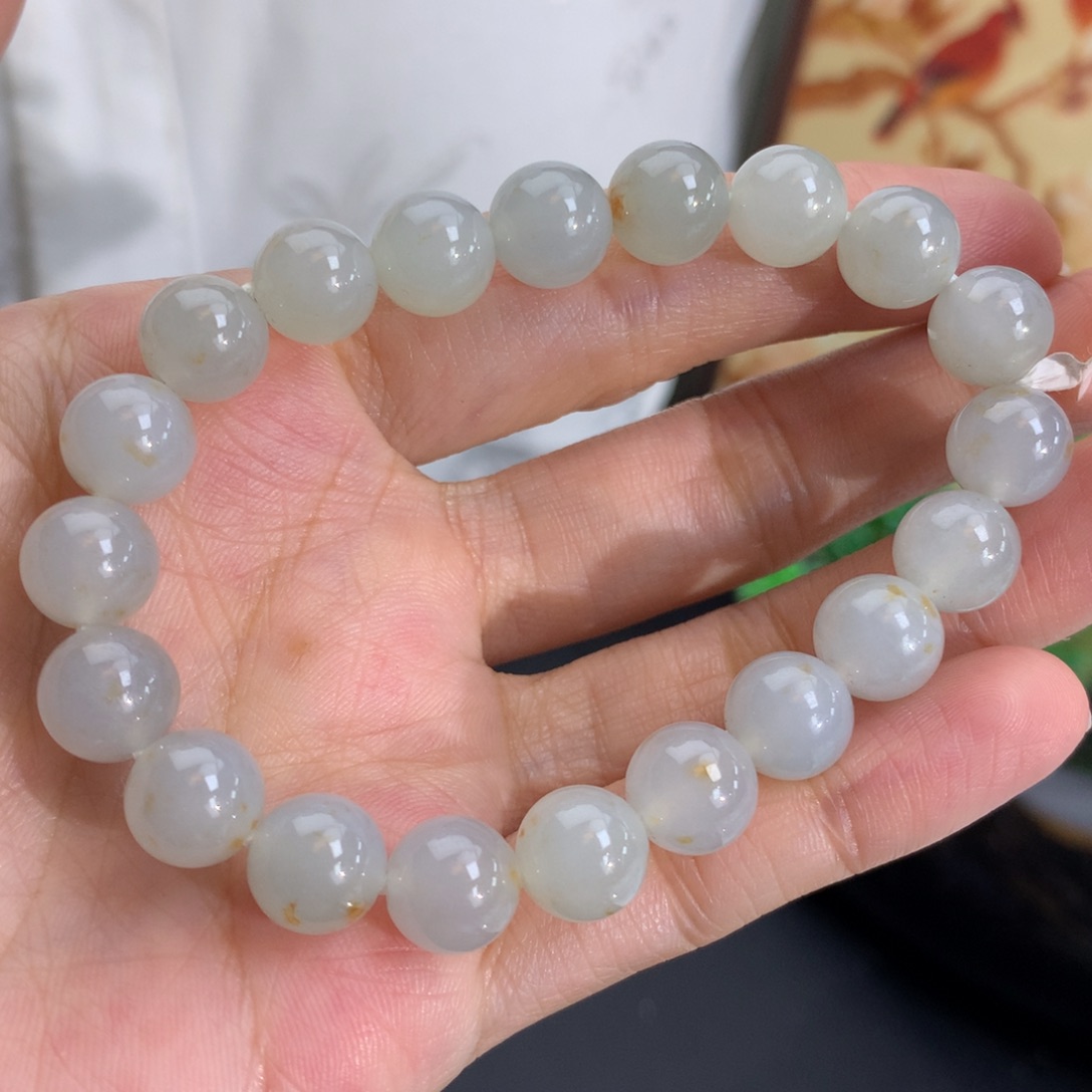 翡翠未镶嵌手串卡9胶润洒金手串