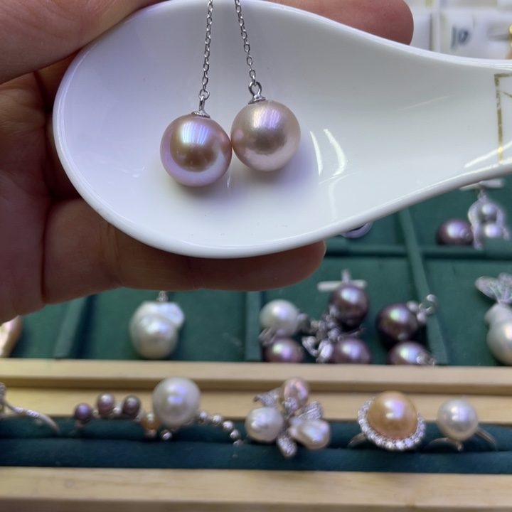 淡水珍珠耳饰银S925镶嵌