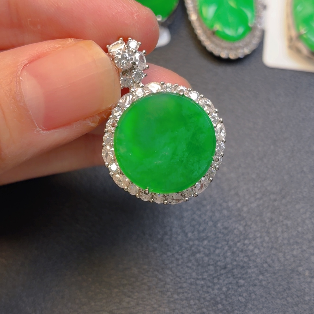 翡翠银S925镶嵌吊坠(不含链)