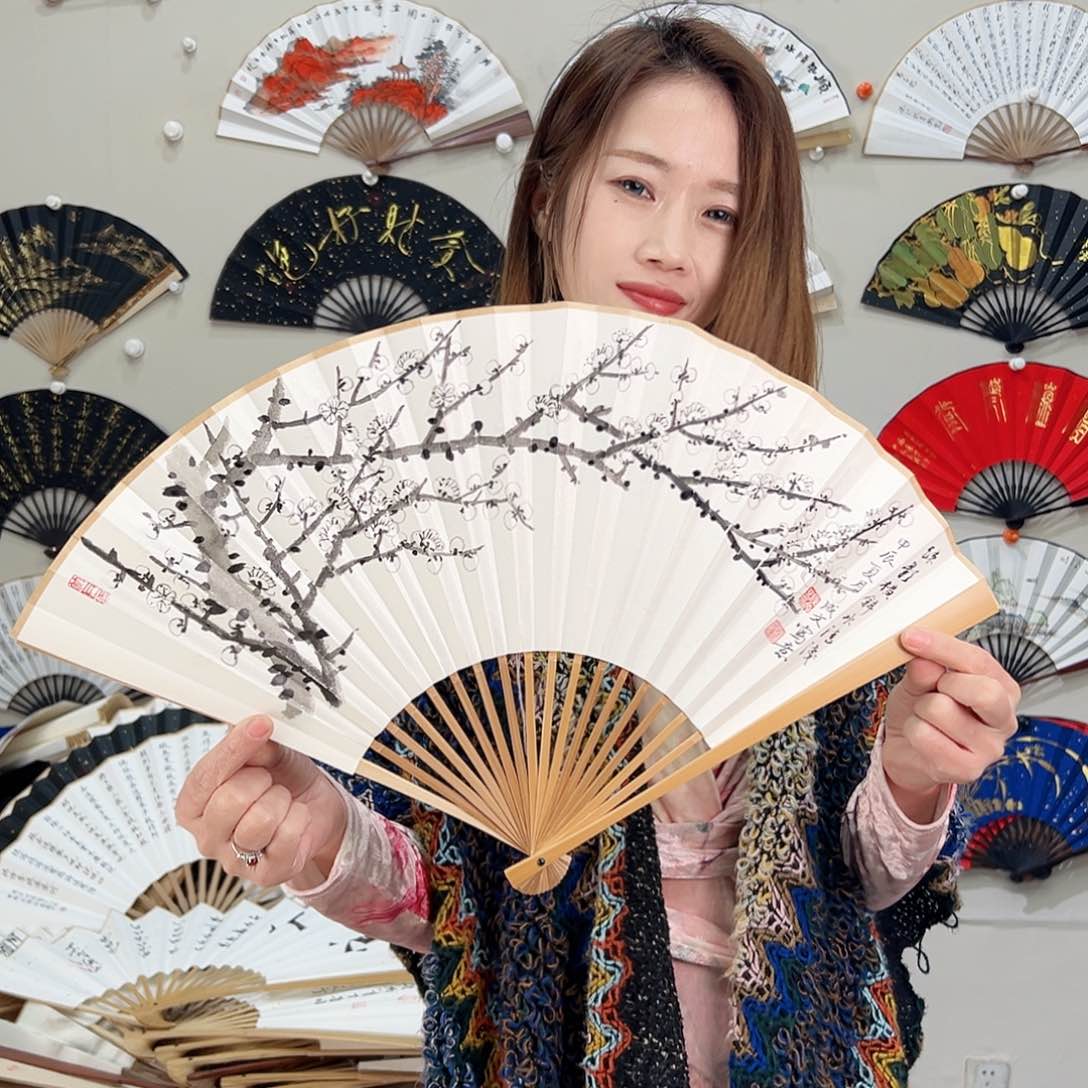 书法九五寸玉竹-文玩扇-手写-粘好发出