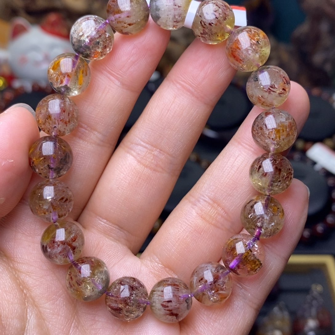 水晶A007老矿黄金极光单圈10m未镶嵌