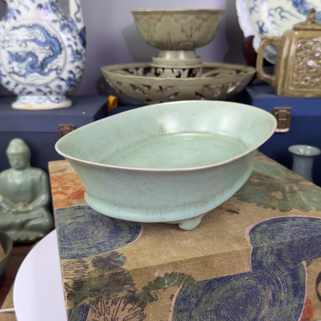 古***者摆件精品汝窑水仙盆