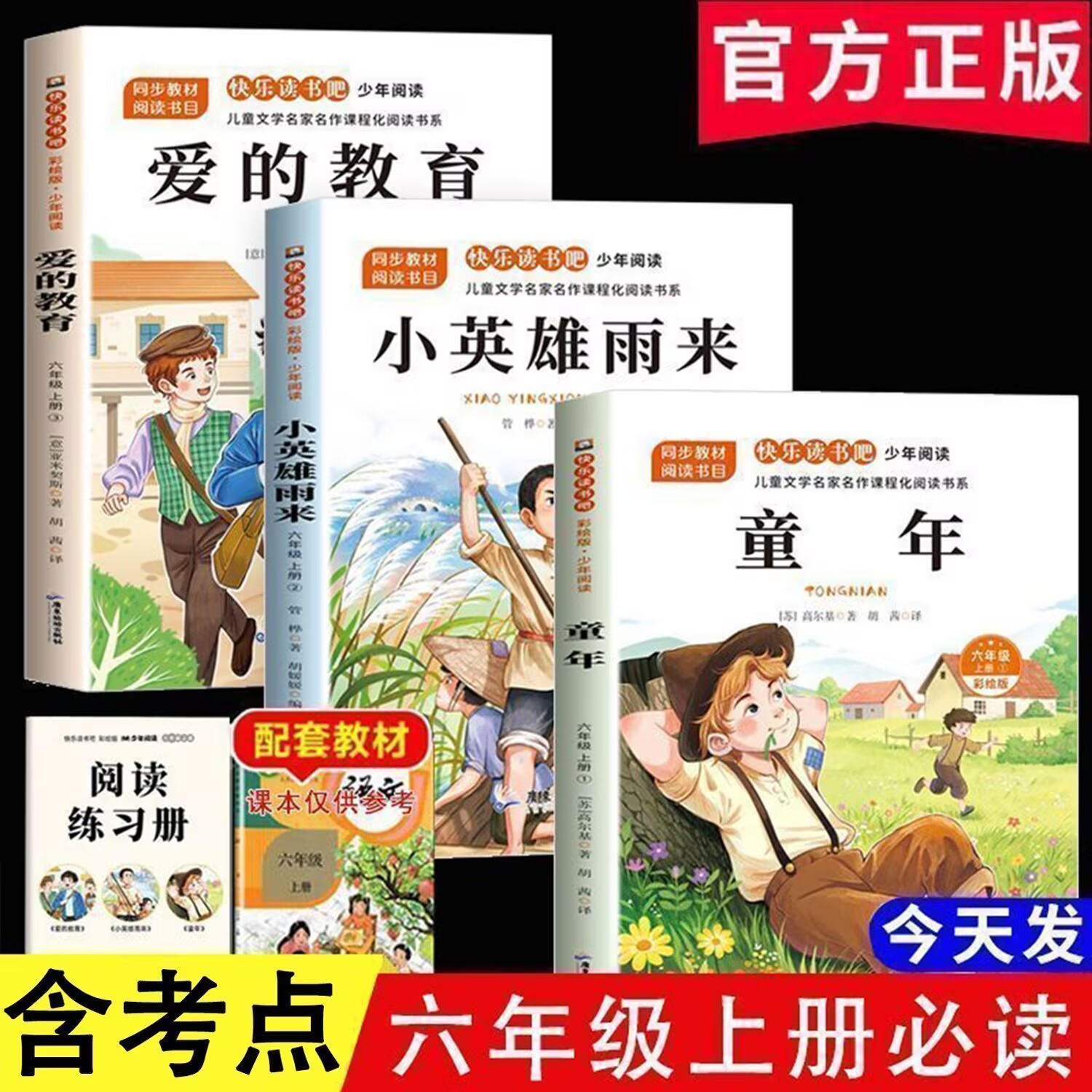 六年级上册课外书童年爱的教育小英雄雨来快乐读书吧全套3册