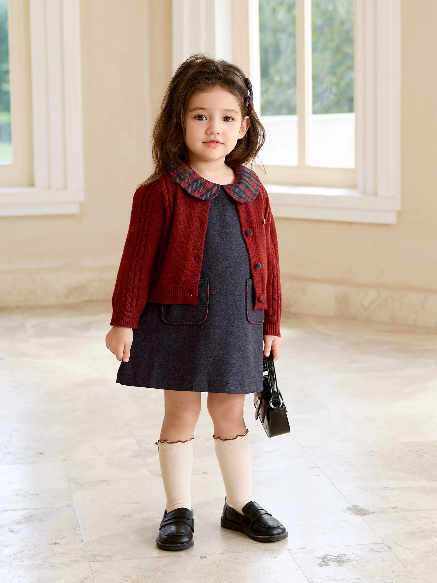 2025女童连衣裙秋款新款儿童公主裙开衫套装宝宝周岁礼服秋冬