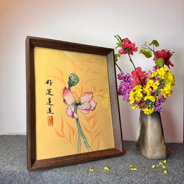 【好运连连】十寸纯手写实木框摆台茶室文创小礼品