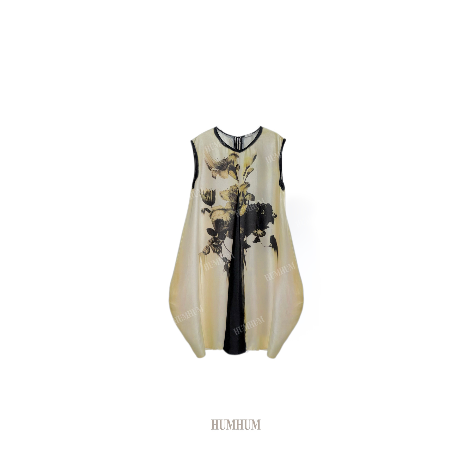 HUMHUM | 静物美学永生花缎面解构无袖连衣裙