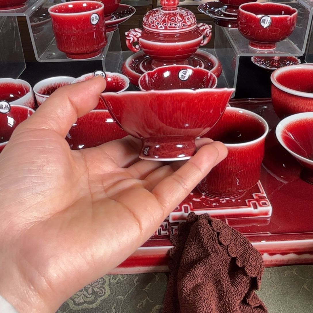 杯子景德镇原矿朗红杯