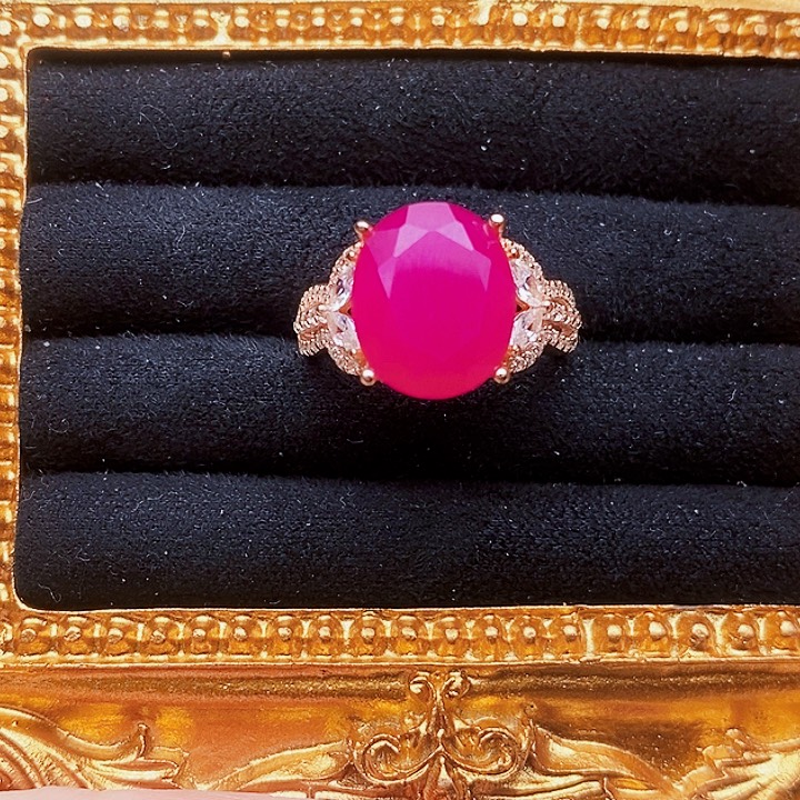 红宝石戒指银S925镶嵌