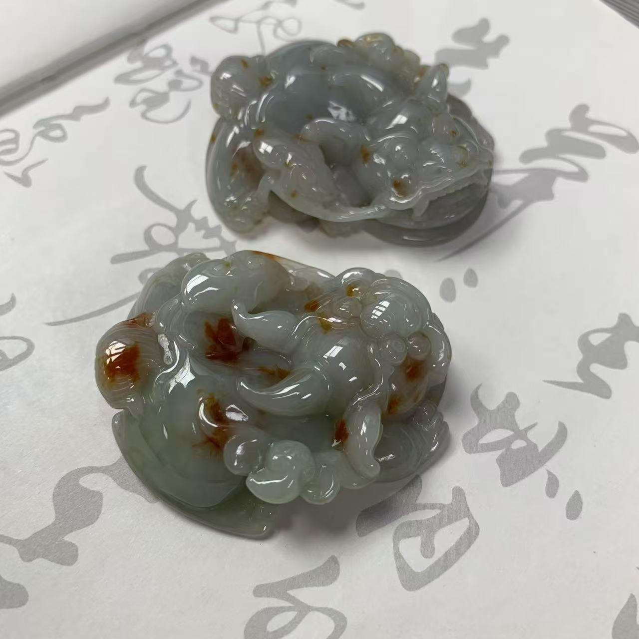 缅甸天然A货翡翠金钱貔貅冰润满色飘花洒金招财貔貅玉坠-多样发一