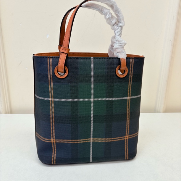 53620 韩版B家 经典格子托特，牛皮+织物，单肩斜挎包，尺寸：22*21cm