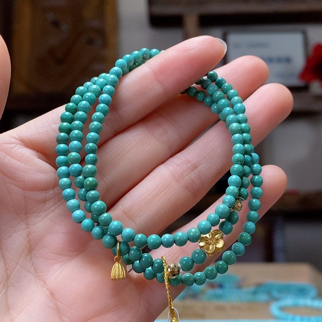 绿松石珠宝奇石18K金镶嵌