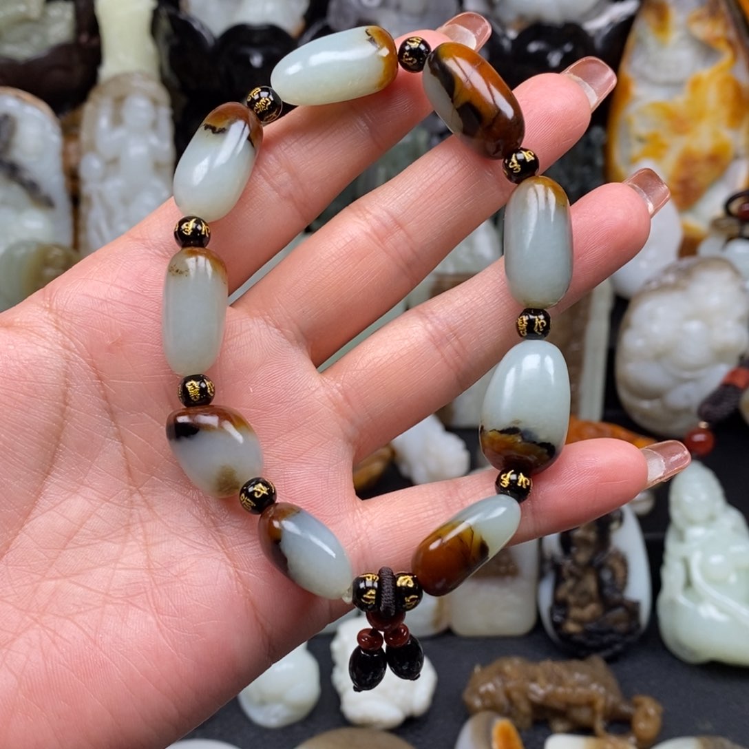 和田玉手链未镶嵌感**生