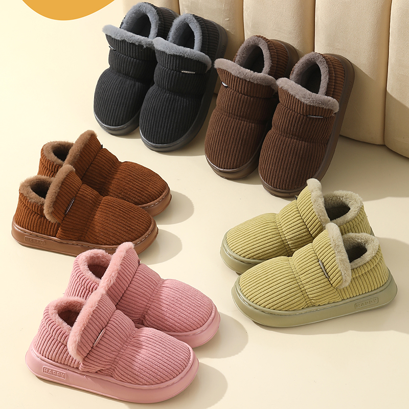 秋冬情侣棉鞋5830室内家居灯芯绒保暖防滑包跟男女棉拖鞋