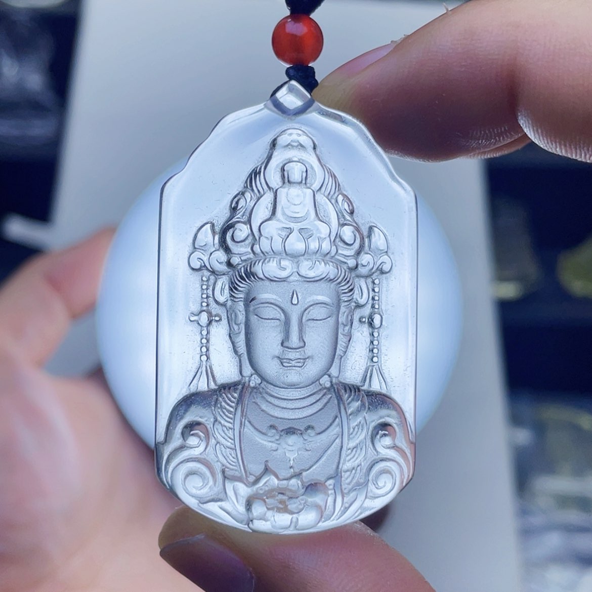 【闪购商品】水晶颈饰未镶嵌白水晶精雕观音吊坠