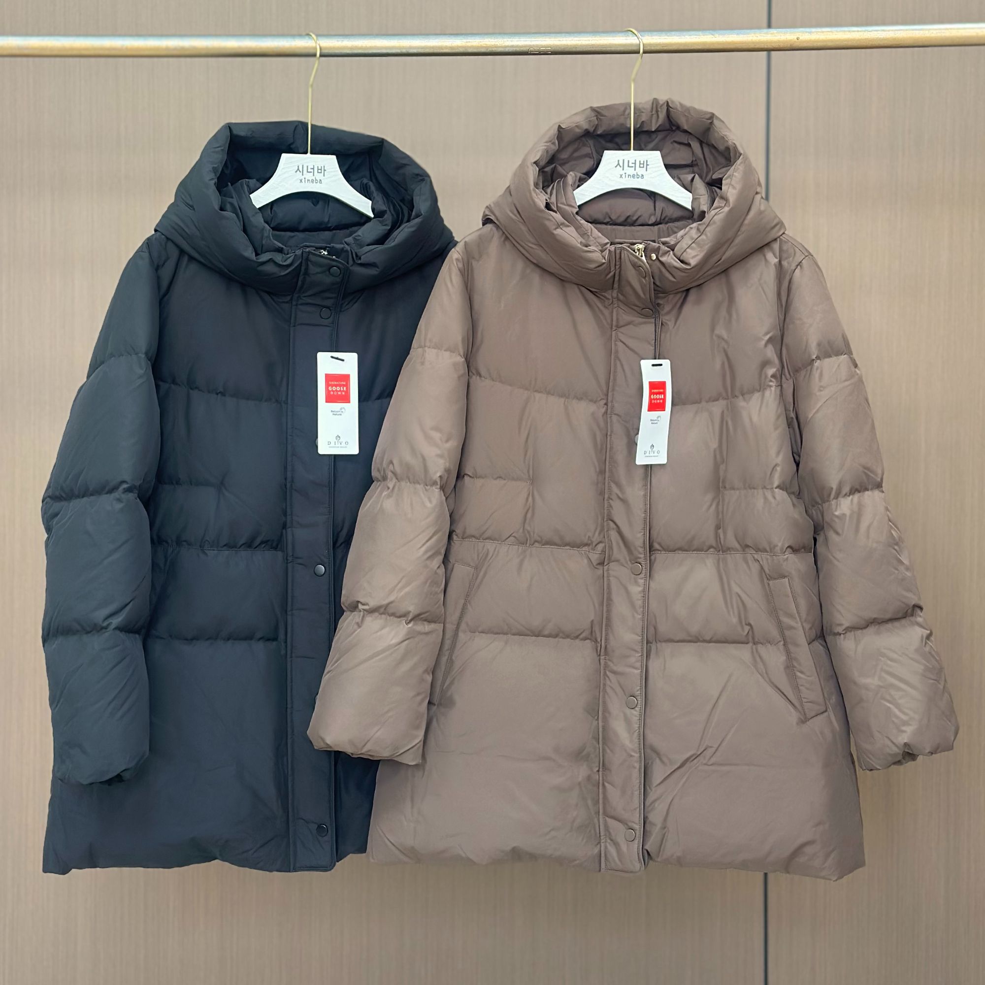 【xineba新】冬日温暖担当戴帽鹅绒服可掐腰保暖时尚外套舒适