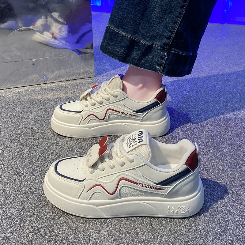 Ou Shi Yuan/欧诗媛春夏皮面板鞋小白鞋休闲鞋潮鞋A8601【蓝红】