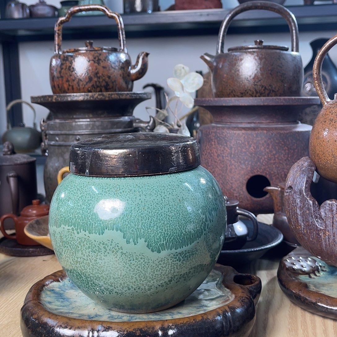 碟紫砂粗陶实用茶叶罐