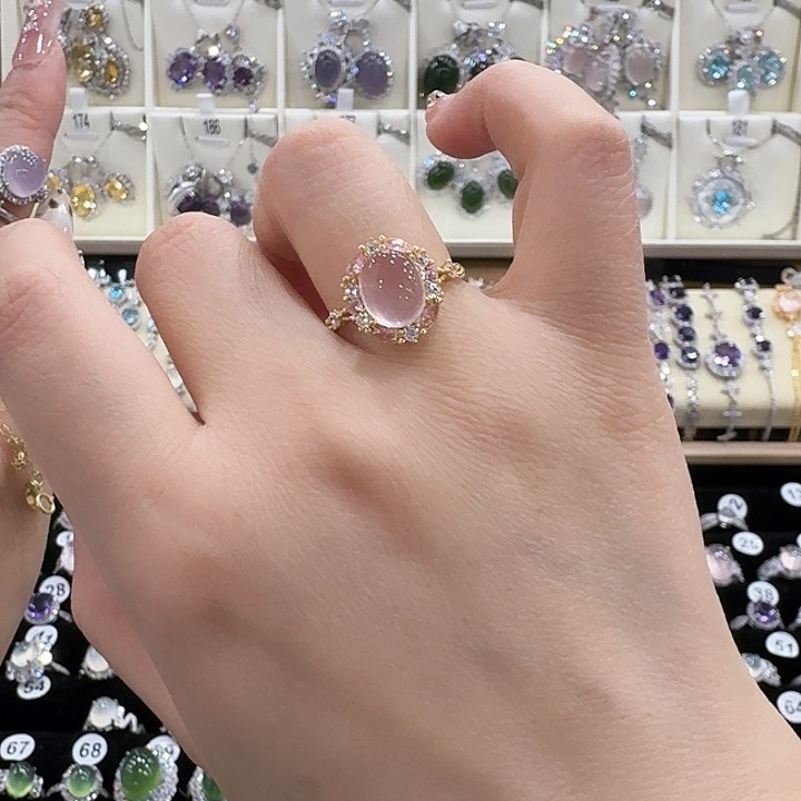 木***木芙蓉石戒指银S925镶嵌