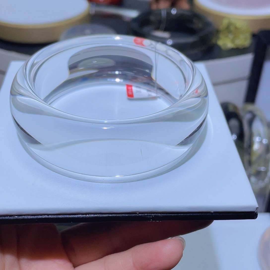 水晶手镯未镶嵌鱼**面天然白水晶全净体高货56圈