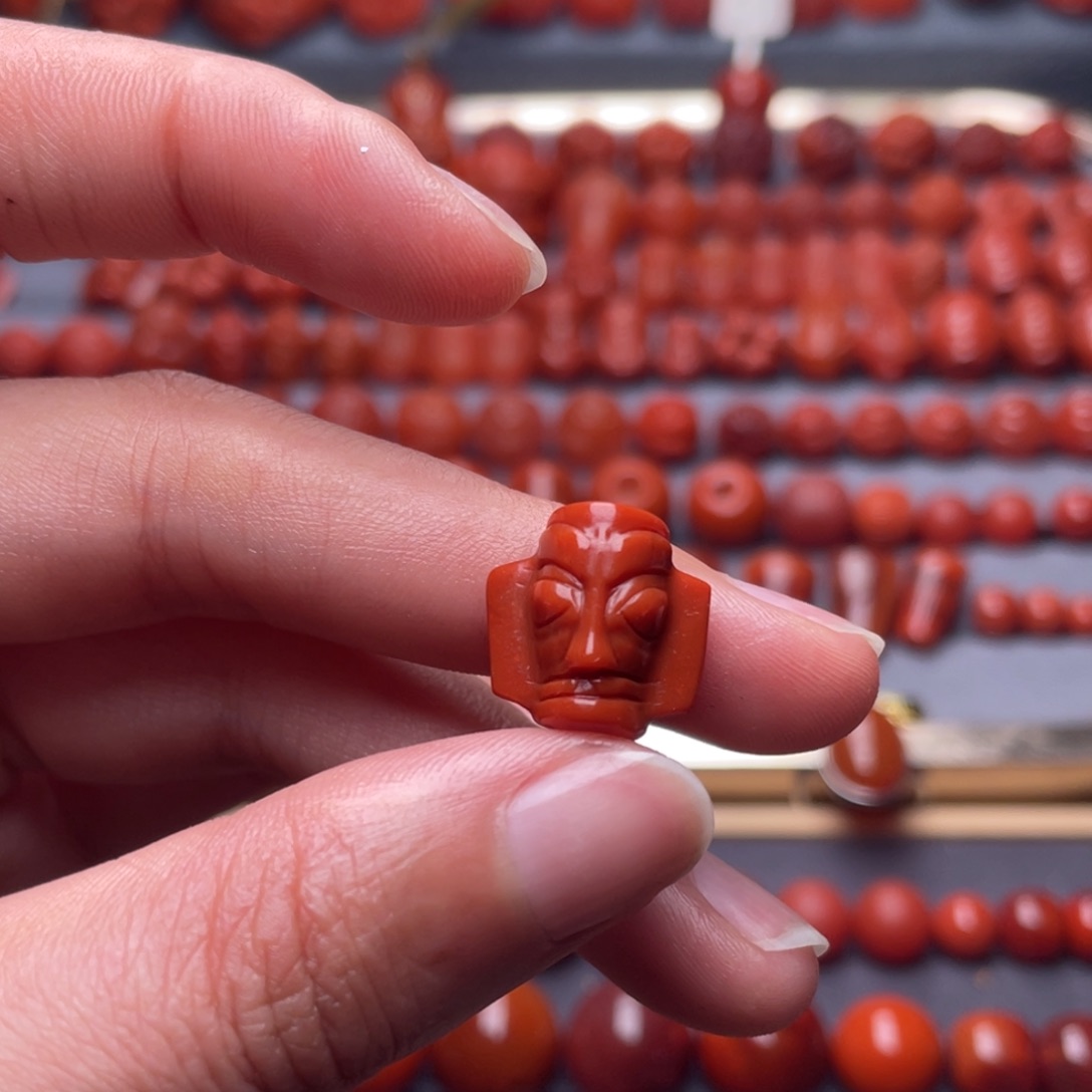 南红玛瑙未镶嵌其他W14瓦西柿子红三星堆配饰