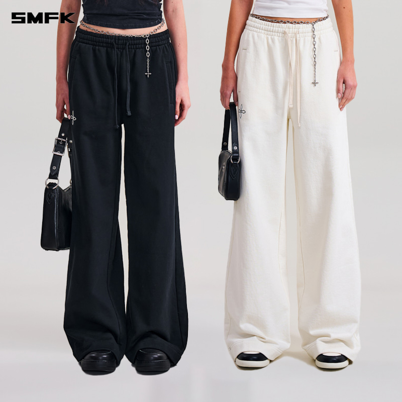 SMFK十字雕像高塔阔腿运动裤 P0009B3 户外休闲百搭宽松长裤