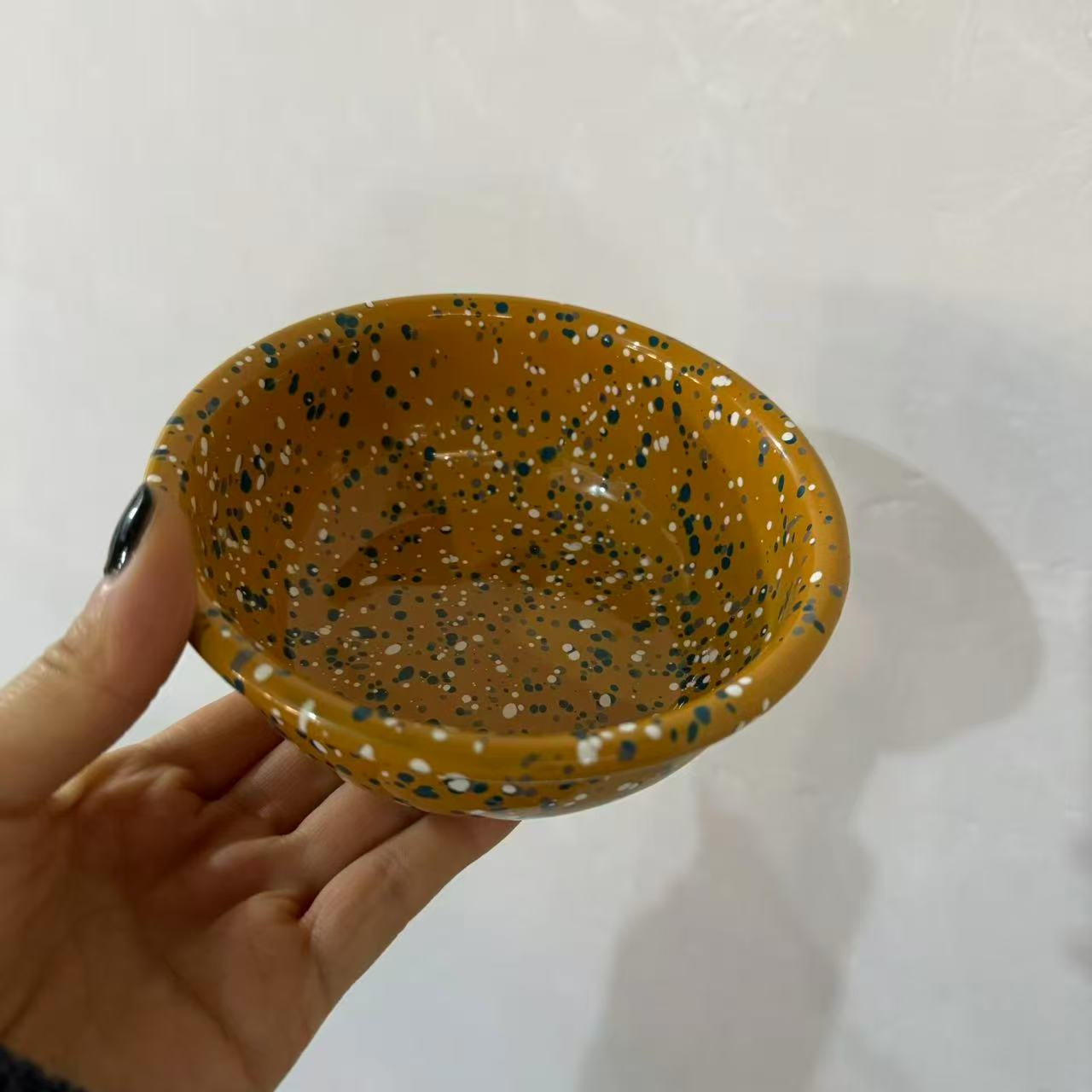 【颜值好物】13cm 印加青铜 内外泼墨 搪瓷 酸奶碗  燕麦碗带盖