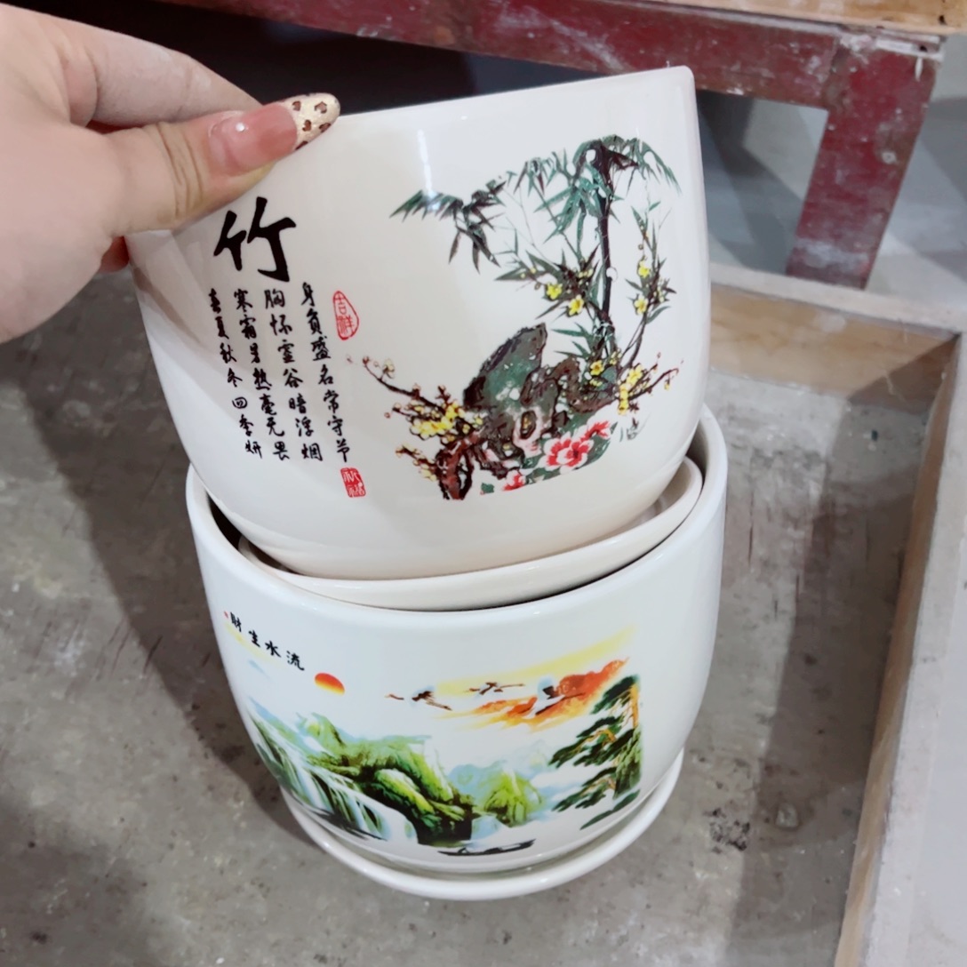 有孔，陶瓷花盆满10米包邮发货