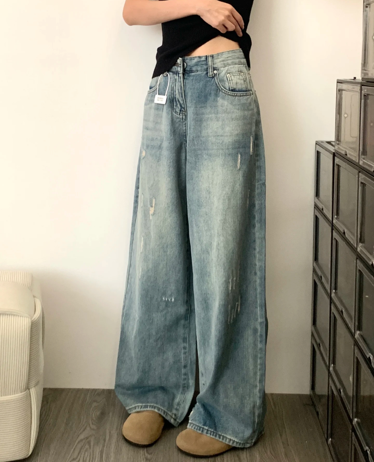 （直播默认有瑕）2备注链接-复古辣妹休闲直筒牛仔裤阔腿不贴腿喇叭