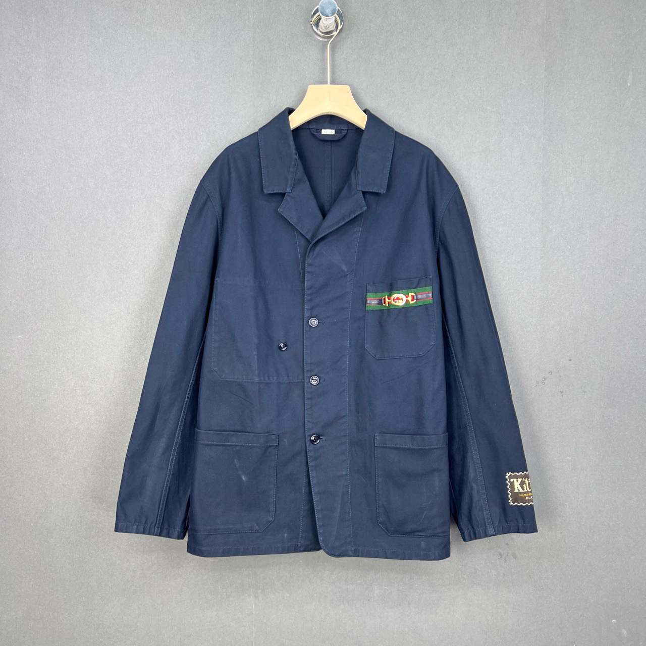 99新 GUCCI/古驰 48码/深蓝色古驰刺绣贴标外套/13066432
