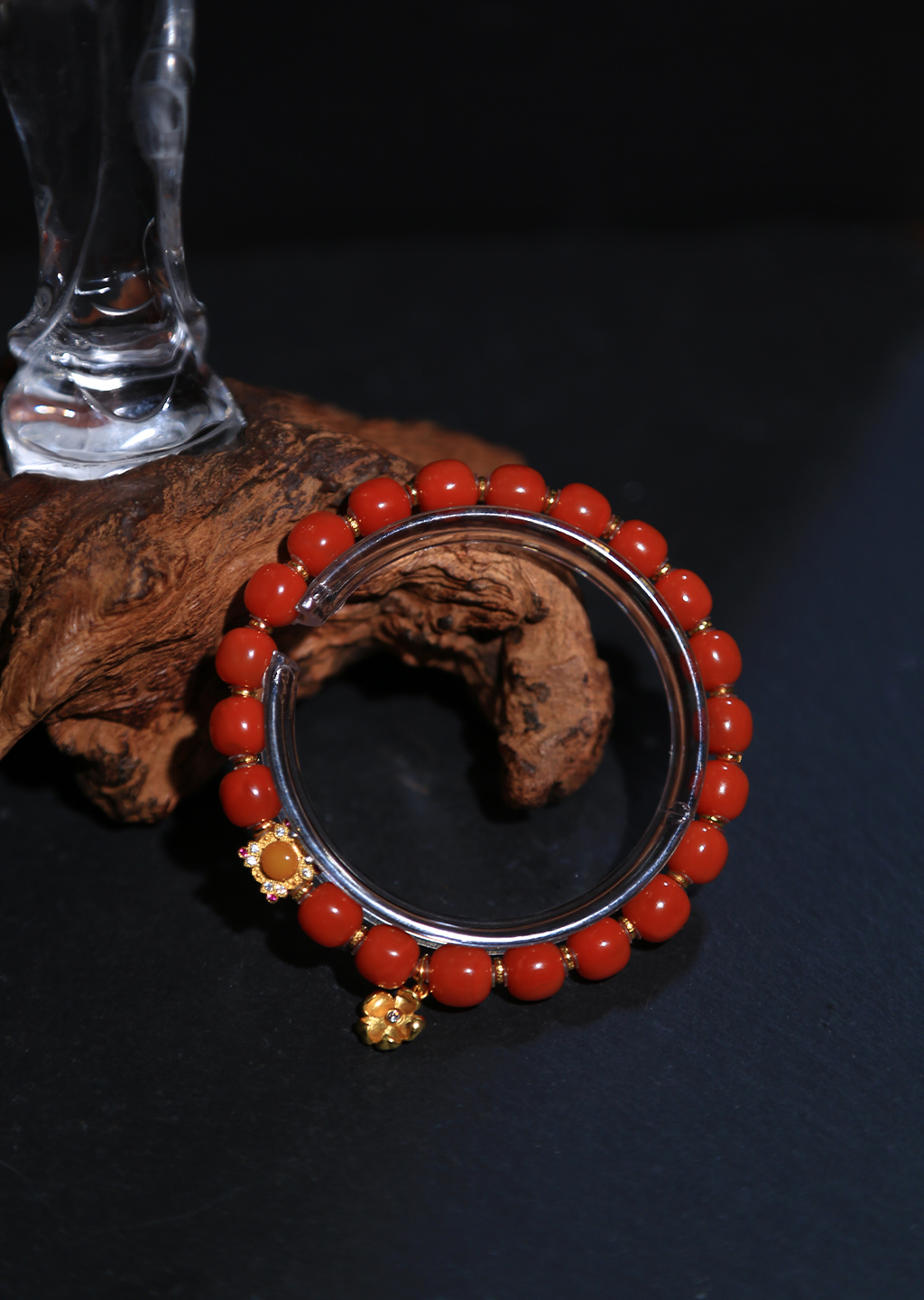 南红色标级柿子红瓦西S925银老型轻奢手串（7m)