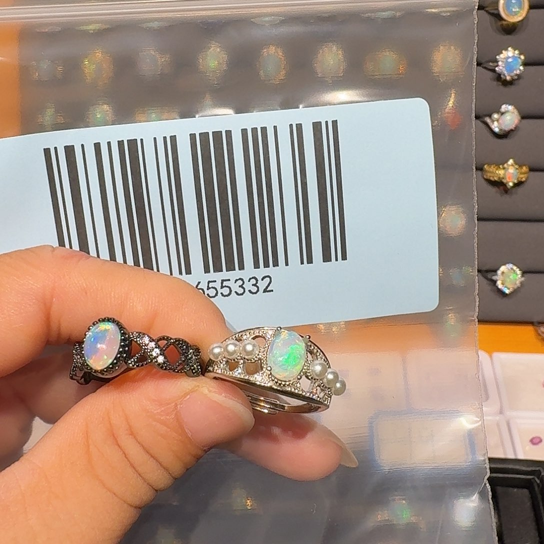 安***里欧泊银S925镶嵌戒指戒指