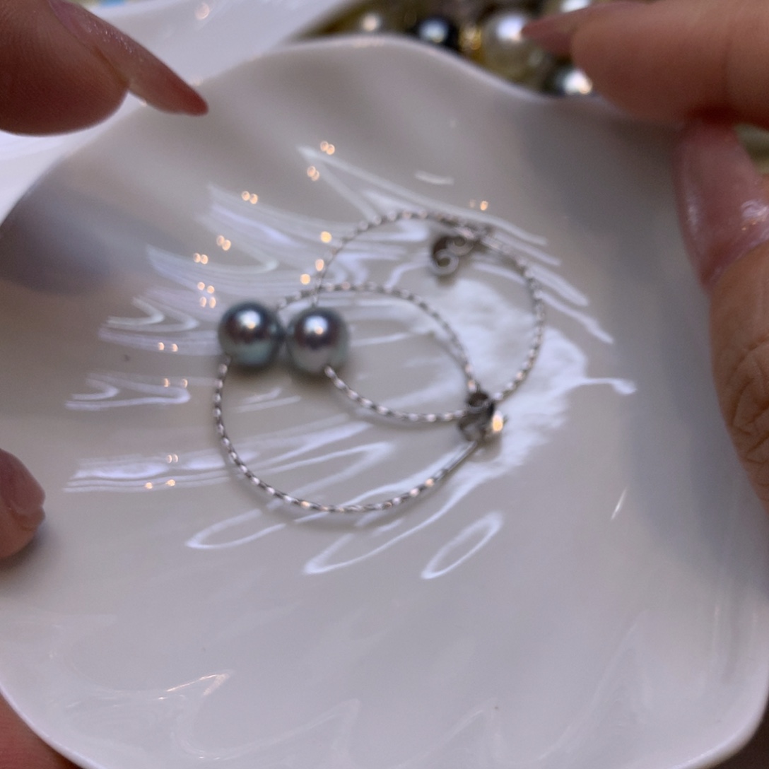 银S925镶嵌耳饰海水珍珠