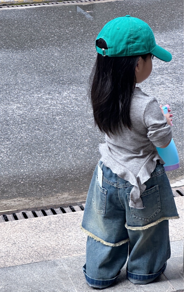 女童25新款秋季新品不规则打底上衣破洞牛仔裤套装