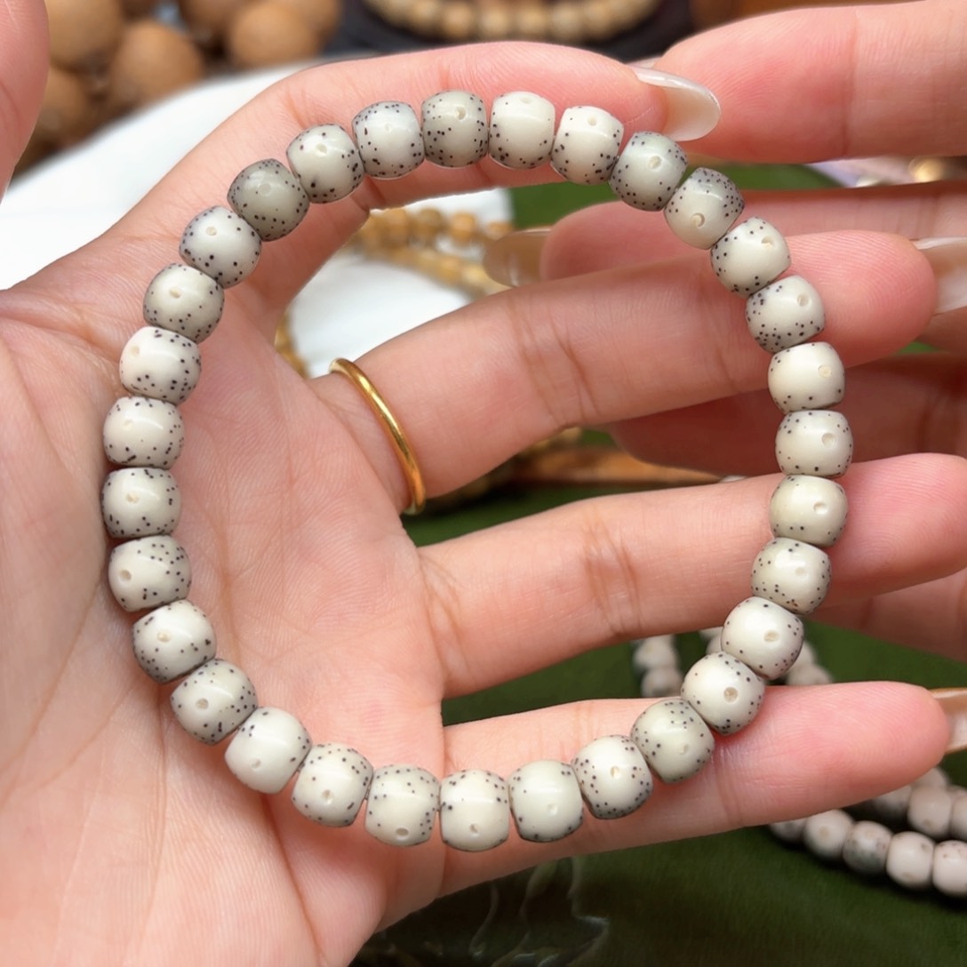 星月菩提手串❗️7.5直切鼓珠单圈❗️小细星❗️糯冰石玉料