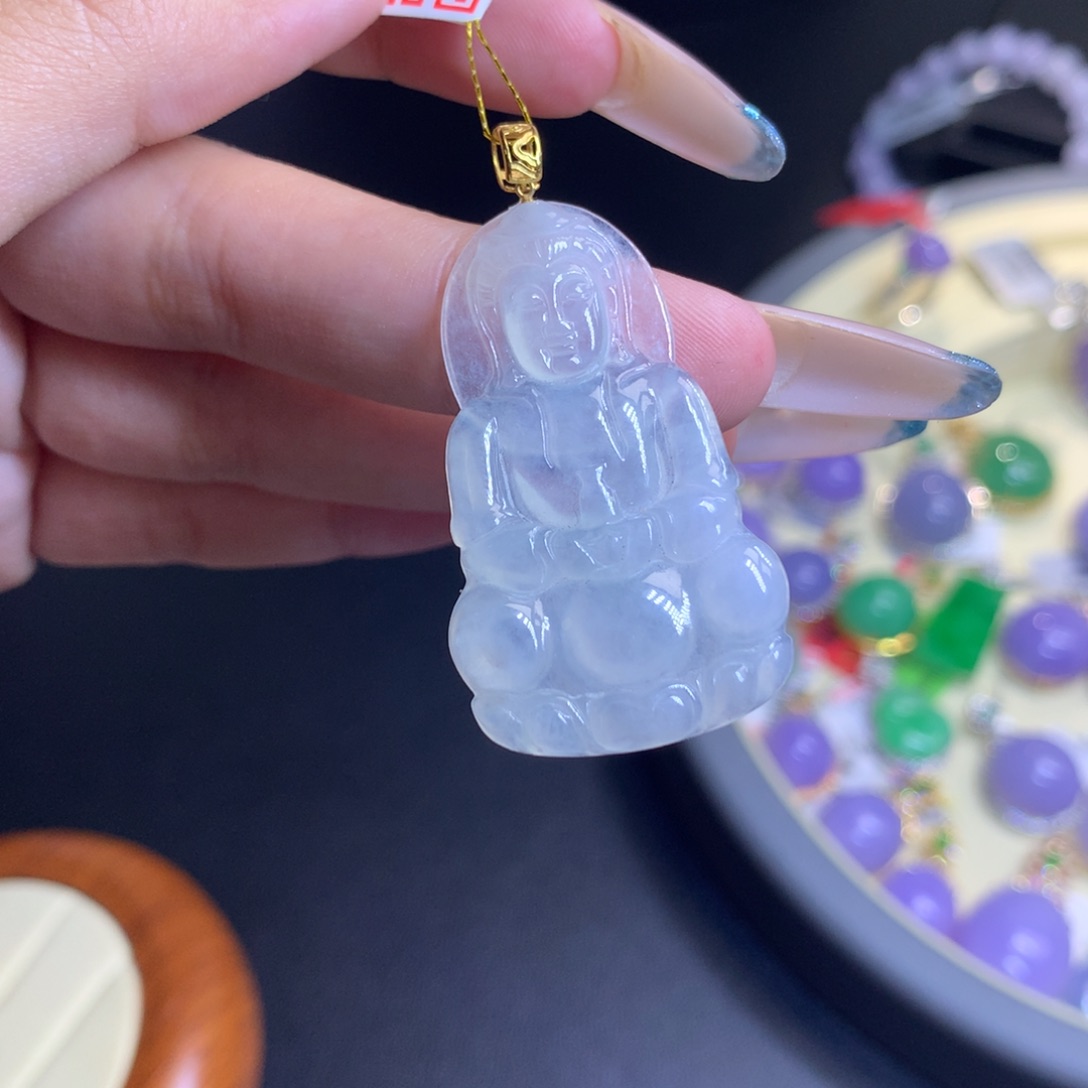 颈饰18K金镶嵌翡翠天然