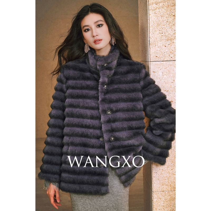 WANGXO  定制钻扣气质皮草外套2581256W