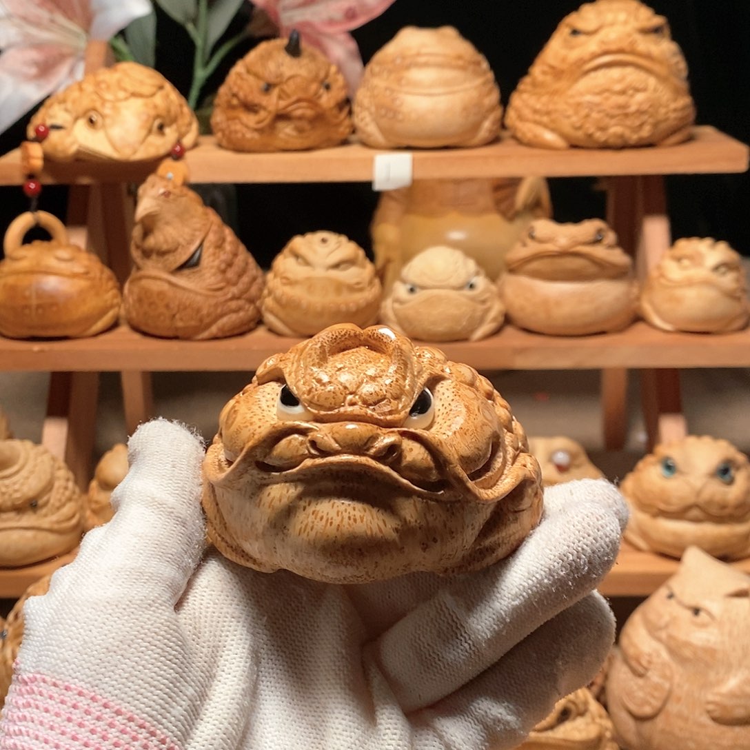 竹春*竹根雕金蟾竹根雕