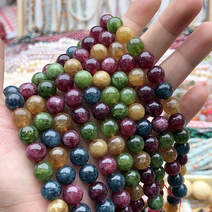 玛瑙/玉髓珠宝半成品未镶嵌一条10mm左右碧玺珠