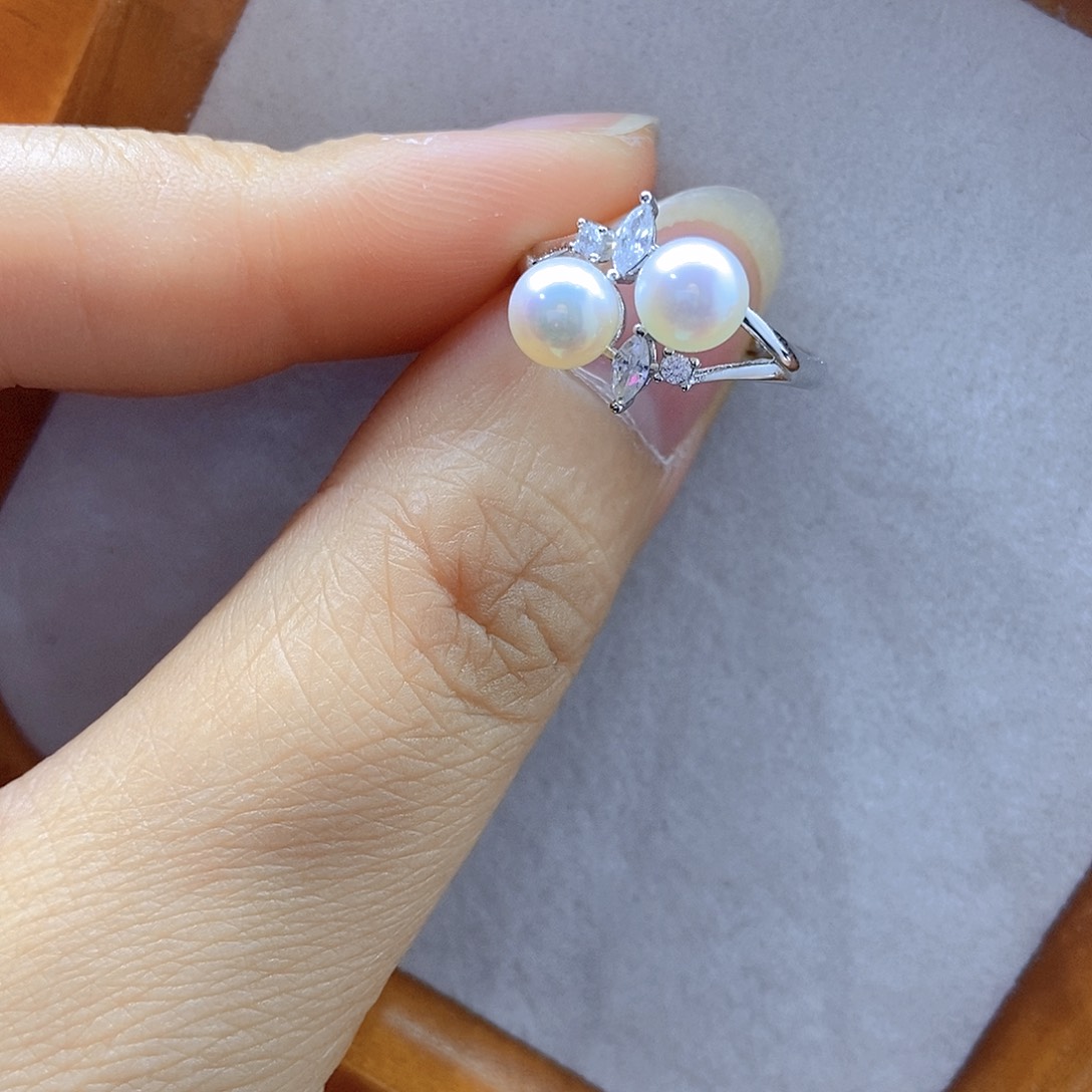 戒指银S925镶嵌淡水珍珠