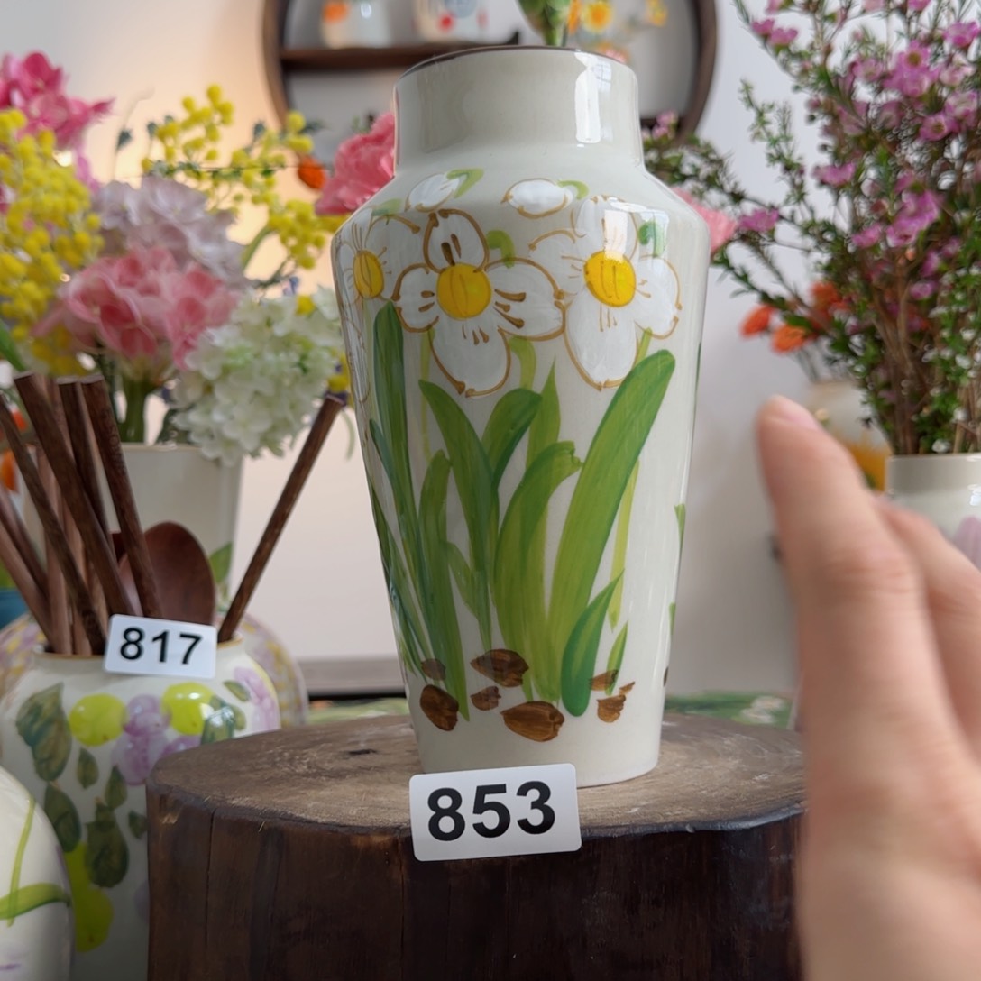 摆件景德镇陶瓷手绘小花瓶摆件无孔