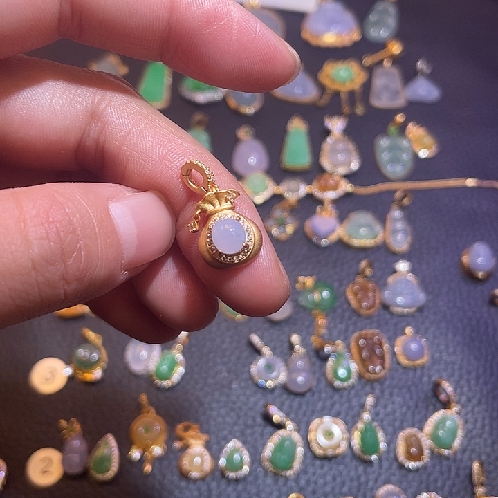 翡翠银S925镶嵌吊坠(不含链)天然翡翠