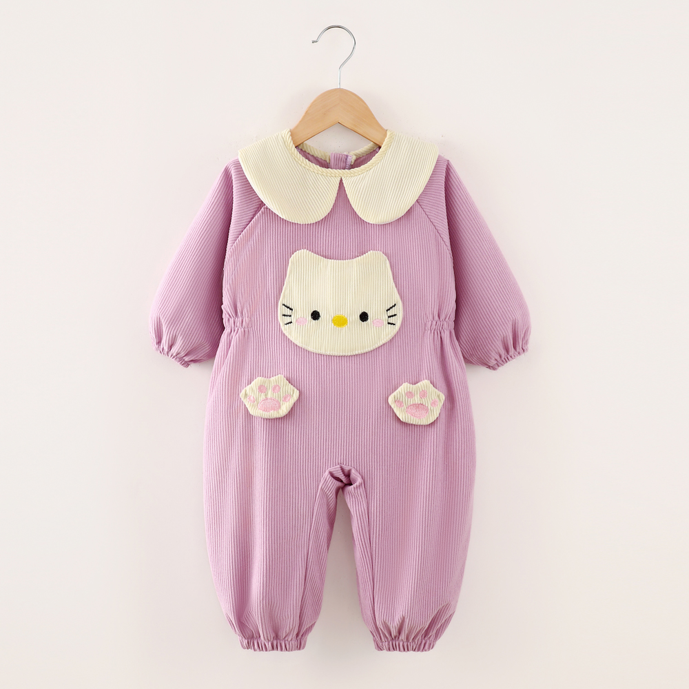 2025年新款条绒儿童卡通动漫防水防污森系罩衣宝宝连体卡通婴幼儿