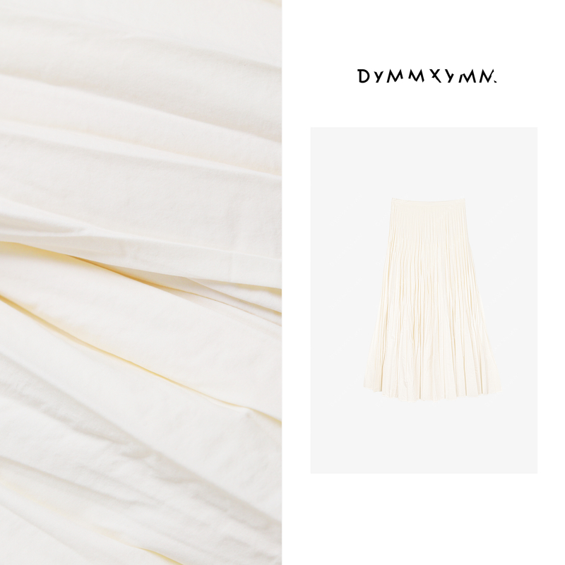 【DYMMXYMM】-奶昔·极简风高级感米白色褶皱半裙-5SS6135