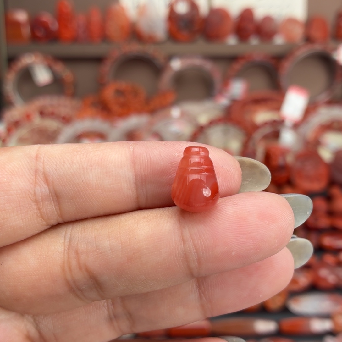 南红玛瑙未镶嵌颈饰小三通对孔卡9咪➕