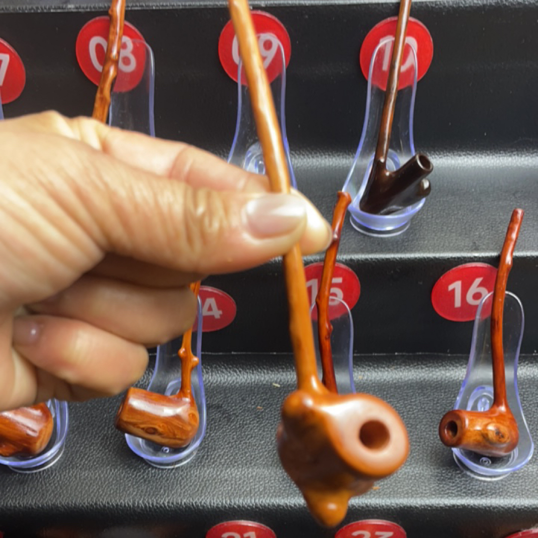 贵州檬子木手工制作可盘玩原生态粗中细文玩烟斗长度16cm