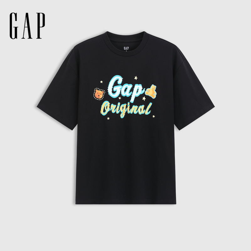 【成毅代言】GAP男女装2025夏季纯棉小熊印花logo短袖T恤上衣729181