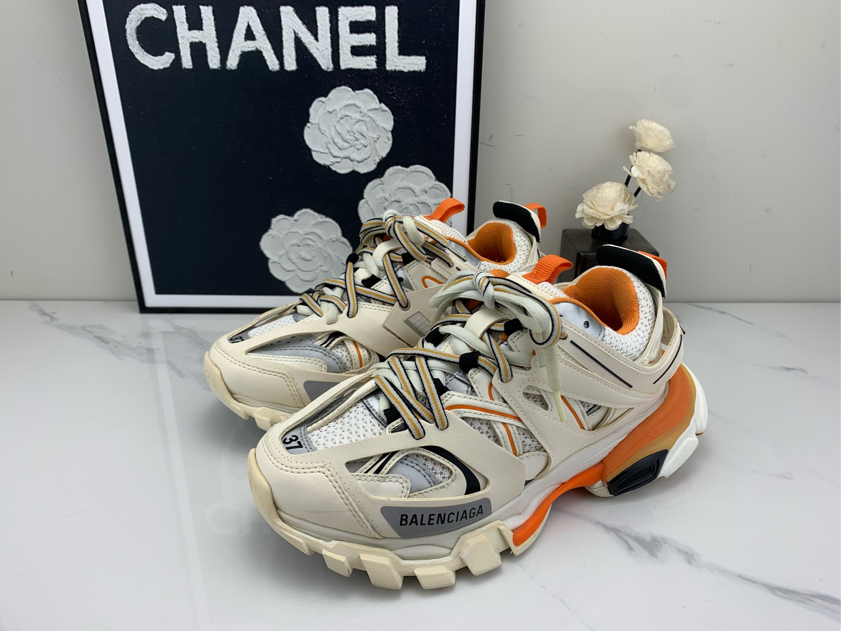 95新 Balenciaga/巴黎世家 白橙老爹鞋 37码/jm01222
