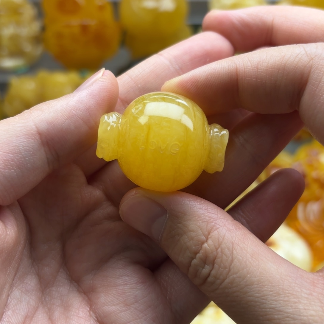 蜜蜡裸石未镶嵌蜜蜡吊坠打孔不退换